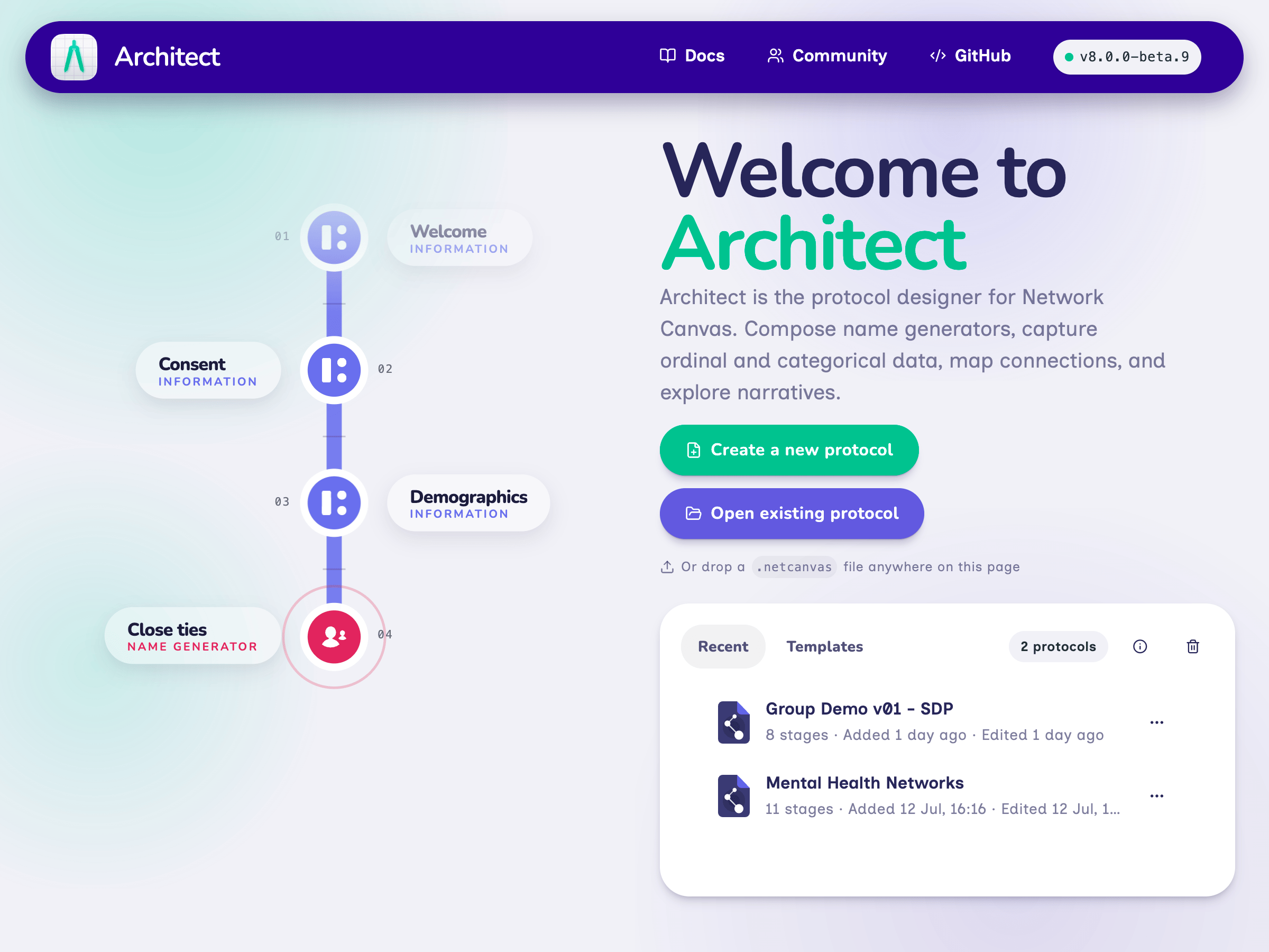 Architect protocol editor showing an interview design